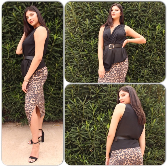 Leopard Print Pencil Skirt-LAST ONE - Picture 3 of 5